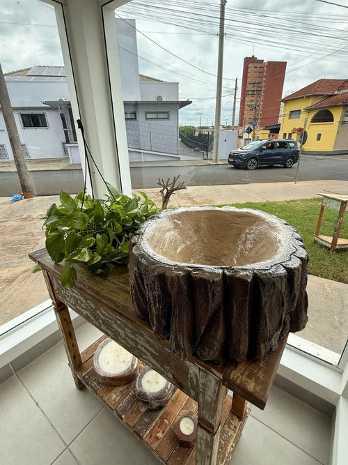 Cuba de Apoio Rústica "Tronco de Árvore"